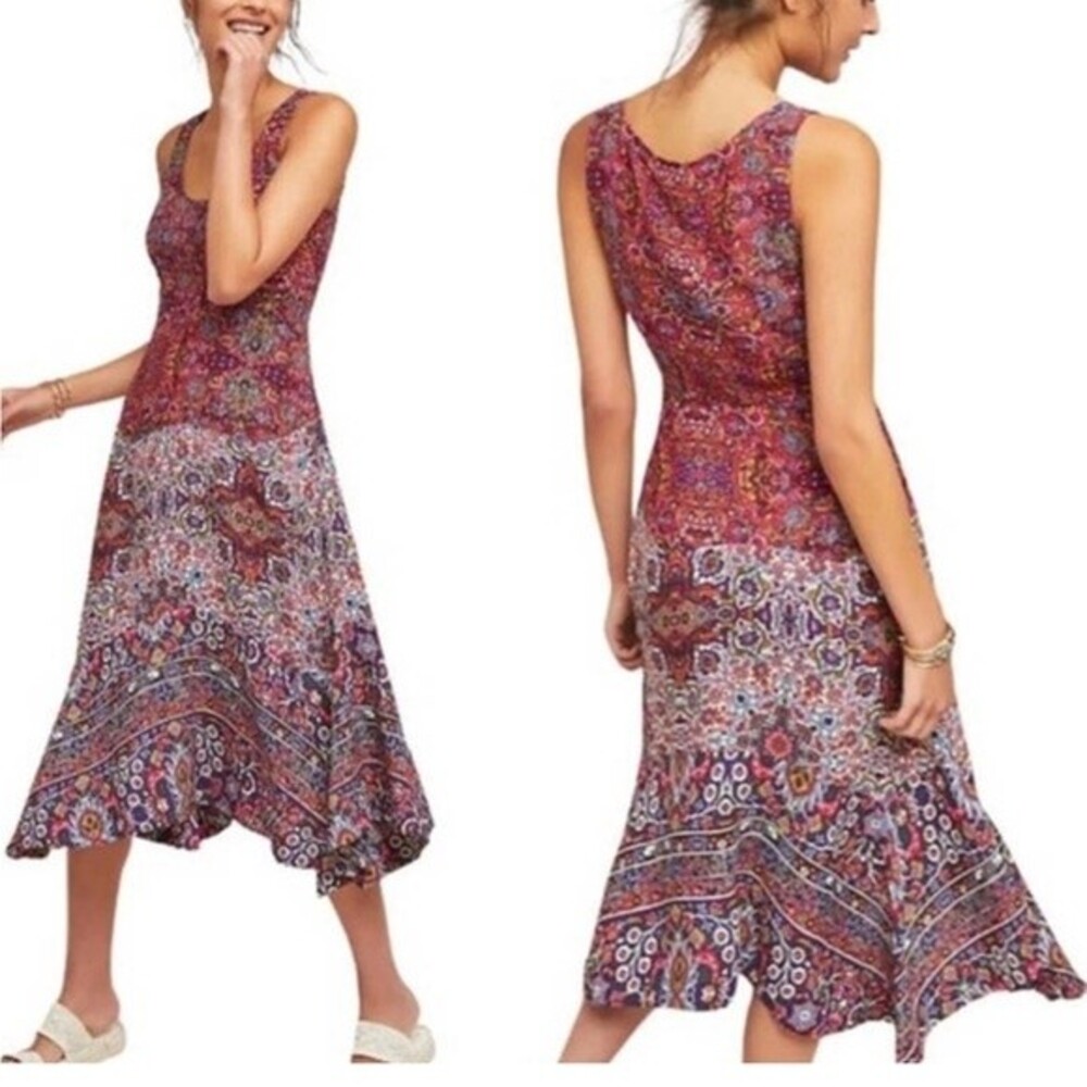 Maeve for Anthro Violette Floral NWT Printed Sleeveless Tank Boho Midi Dress 0